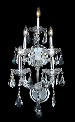 Maria Theresa 5 Light Chrome Wall Sconce Clear Royal Cut Crystal (2801W5C/RC)