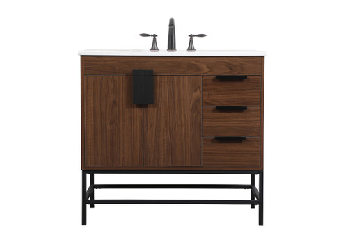 36 Inch Single Bathroom Vanity In Walnut (VF48836MWT)