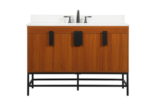 48 Inch Single Bathroom Vanity In Teak With Backsplash (VF48848MTK-BS)