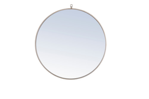 Metal Frame Round Mirror With Decorative Hook 32 Inch Silver Finish (MR4059S)