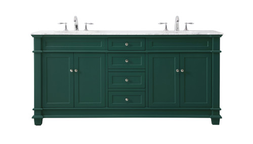 72 Inch Double Bathroom Vanity Set In Green (VF50072DGN)