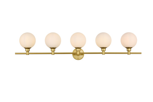Cordelia 5 Light Brass And Frosted White Bath Sconce (LD7317W47BRA)