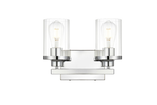 Saanvi 2 Light Chrome And Clear Bath Sconce (LD7316W12CH)