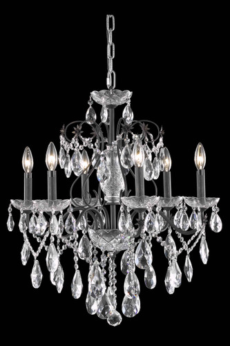 Elegant Furniture and Lighting St. Francis 6 Light Dark Bronze Chandelier Clear Royal Cut Crystal (2016D24DB/RC)