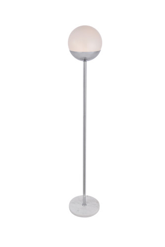 Eclipse 1 Light Chrome Floor Lamp With Frosted White Glass (LD6148C)