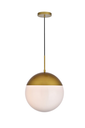 Eclipse 1 Light Brass Pendant With Frosted White Glass (LD6048BR)