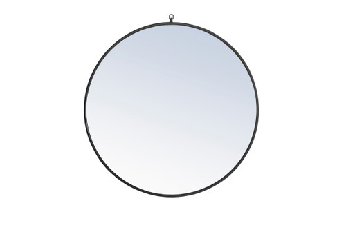 Metal Frame Round Mirror With Decorative Hook 36 Inch Black Finish (MR4061BK)