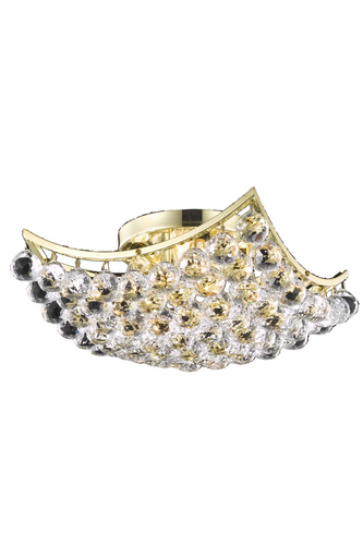 Corona 4 Light Gold Flush Mount Clear Royal Cut Crystal (V9800F14G/RC)