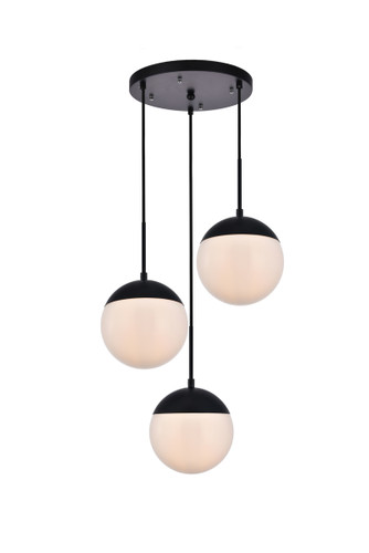 Eclipse 3 Lights Black Pendant With Frosted White Glass (LD6068BK)