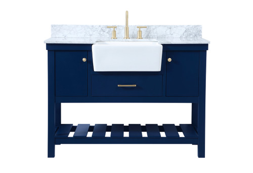 48 Inch Single Bathroom Vanity In Blue With Backsplash (VF60148BL-BS)
