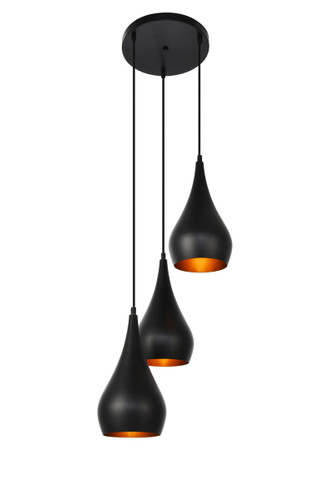 Nora Collection Pendant D14.5In H11.5In Lt:3 Black Finish (LDPD2000)