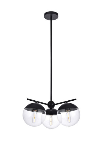 Eclipse 3 Lights Black Pendant With Clear Glass (LD6129BK)