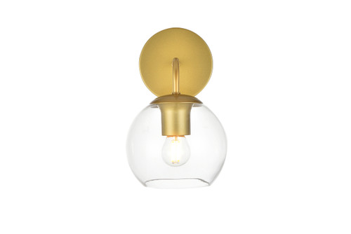 Genesis 1 Light Brass And Clear Bath Sconce (LD7321W6BRA)