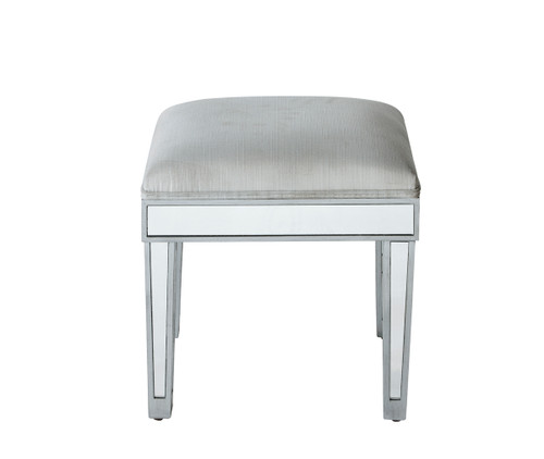 Dressing Stool 18In. Wx 14In. D X 18In. H In Antique Silver Paint  (MF72007)