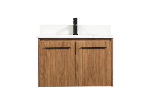 30 Inch Single Bathroom Vanity In Walnut Brown With Backsplash (VF44530WB-BS)