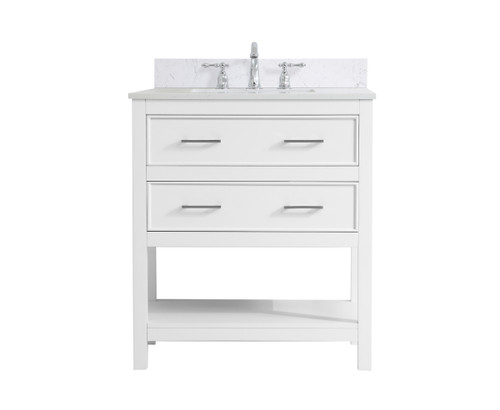 30 Inch Single Bathroom Vanity In White With Backsplash (VF19030WH-BS)