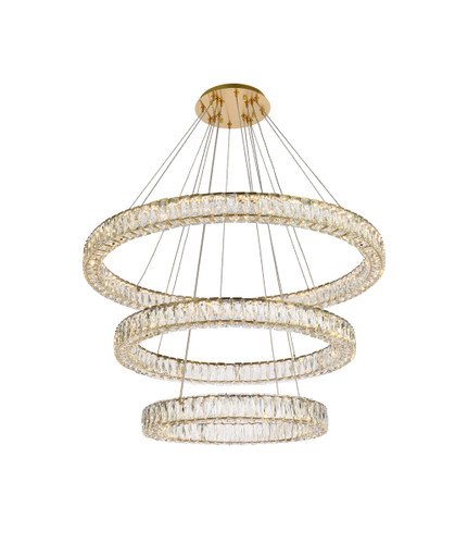 Monroe 41 Inch LED Triple Ring Chandelier In Gold (3503G41LG)