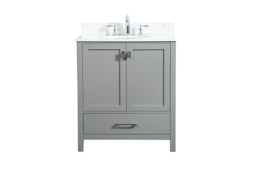 30 Inch Single Bathroom Vanity In Grey With Backsplash (VF18830GR-BS)
