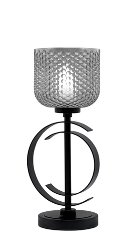 Accent Lamp, Matte Black Finish, 6" Smoke Textured Glass (56-MB-4612)