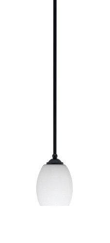 Zilo Stem Mini Pendant, Matte Black Finish, 5" White Linen Glass (560-MB-615)