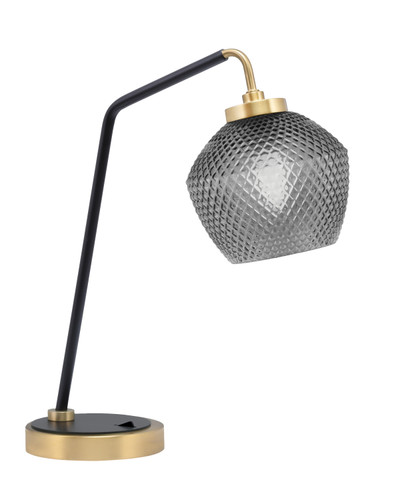 Desk Lamp, Matte Black & New Age Brass Finish, 6" Smoke Textured Glass (59-MBNAB-4622)