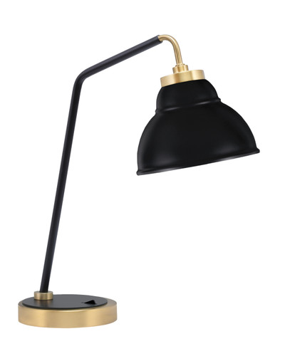 Desk Lamp, Matte Black & New Age Brass Finish, 7" Matte Black Double Bubble Metal Shade (59-MBNAB-427-MB)