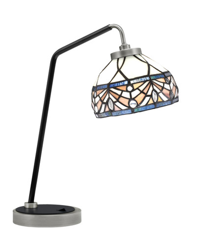 Desk Lamp, Graphite & Matte Black Finish, 7" Royal Merlot Art Glass (59-GPMB-9485)