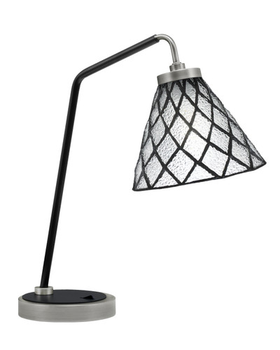 Desk Lamp, Graphite & Matte Black Finish, 7" Diamond Ice Art Glass (59-GPMB-9185)