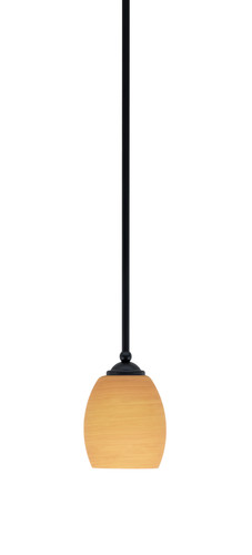 Zilo Stem Mini Pendant, Matte Black Finish, 5" Cayenne Linen Glass (560-MB-625)