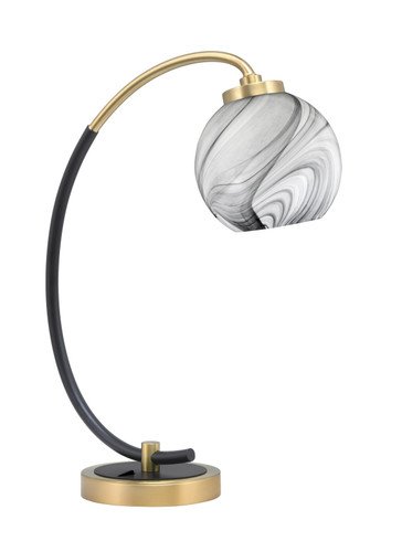 Desk Lamp, Matte Black & New Age Brass Finish, 5.75" Onyx Swirl Glass (57-MBNAB-4109)