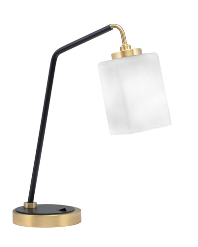 Desk Lamp, Matte Black & New Age Brass Finish, 4" Square White Muslin Glass (59-MBNAB-531)