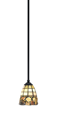 Zilo Stem Mini Pendant, Matte Black Finish, 7" Cobblestone Art Glass (560-MB-9735)
