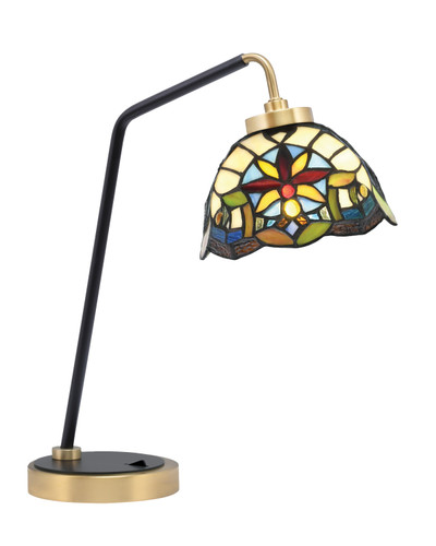 Desk Lamp, Matte Black & New Age Brass Finish, 7" Earth Star Art Glass (59-MBNAB-9365)
