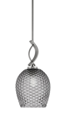 Cavella Stem Hung Mini Pendant, Graphite Finish, 7.5" Smoke Textured Glass   (3901-GP-4902)