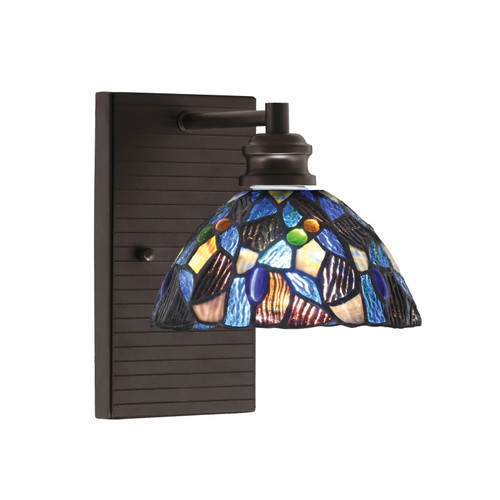 Edge Wall Sconce, Espresso Finish, 7" Blue Mosaic Art Glass (1161-ES-9955)
