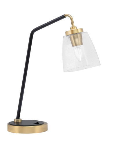 Desk Lamp, Matte Black & New Age Brass Finish, 4.5" Square Clear Bubble Glass (59-MBNAB-461)