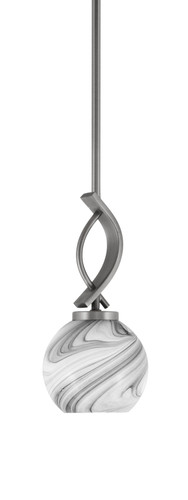 Cavella Stem Hung Mini Pendant, Graphite Finish, 5.75" Onyx Swirl Glass (3901-GP-4109)
