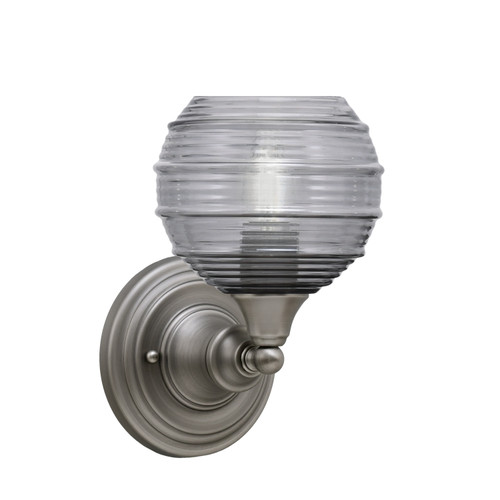 Wall Sconce, Brushed Nickel Finish, 6" Smoke Ribbed Glass (40-BN-5112)
