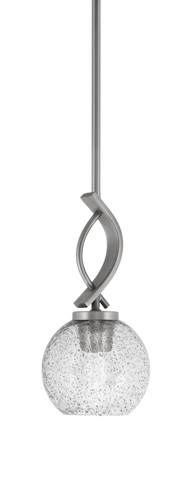 Cavella Stem Hung Mini Pendant, Graphite Finish, 5.75" Smoke Bubble Glass  (3901-GP-4102)