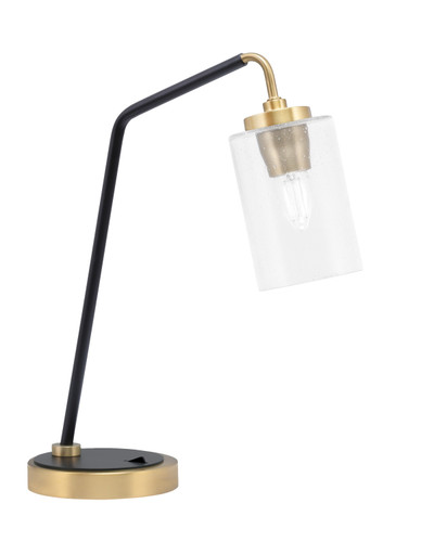 Desk Lamp, Matte Black & New Age Brass Finish, 4" Clear Bubble Glass (59-MBNAB-300)