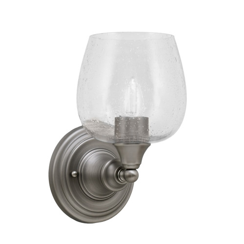 Wall Sconce, Brushed Nickel Finish, 6" Clear Bubble Glass (40-BN-4810)