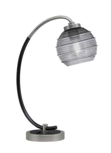 Desk Lamp, Graphite & Matte Black Finish, 6" Smoke Ribbed Glass (57-GPMB-5112)
