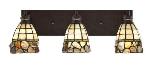 Edge 3 Light Bath Bar, Espresso Finish, 7" Cobblestone Art Glass (1163-ES-9735)