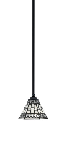 Zilo Stem Mini Pendant, Matte Black Finish, 7" Pewter Art Glass (560-MB-9105)
