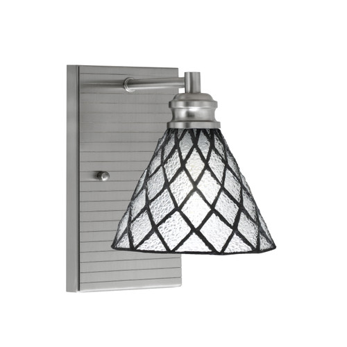 Edge Wall Sconce, Brushed Nickel Finish, 7" Diamond Ice Art Glass (1161-BN-9185)