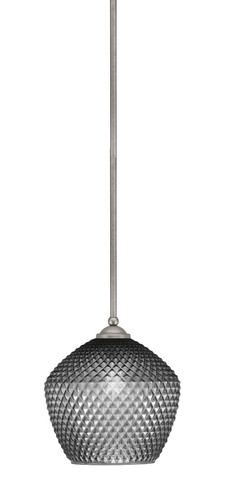 Zilo Stem Mini Pendant, Graphite Finish, 9" Smoke Textured Glass (560-GP-4922)