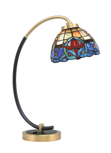 Desk Lamp, Matte Black & New Age Brass Finish, 7" Sierra Art Glass (57-MBNAB-9355)