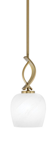 Cavella Stem Hung Mini Pendant, New Age Brass Finish, 6" White Marble Glass (3901-NAB-4811)