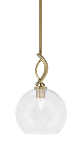 Cavella Stem Hung Mini Pendant, New Age Brass Finish, 9.5" Clear Bubble Glass  (3901-NAB-4350)