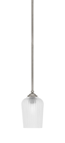 Zilo Stem Mini Pendant, Graphite Finish, 5" Clear Textured Glass (560-GP-4250)